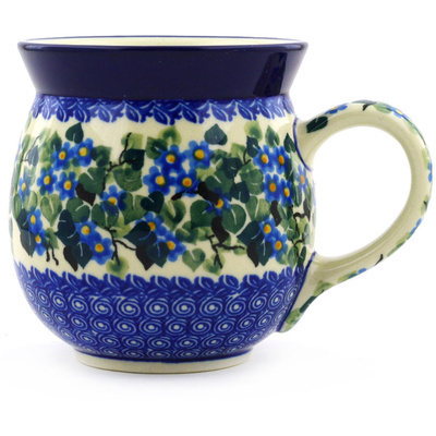 Polish Pottery Bubble Mug 16 oz Forget-me-not Medley UNIKAT