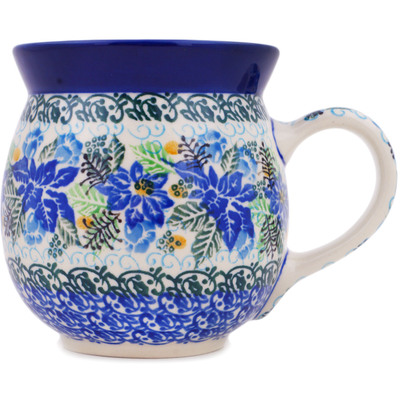 Polish Pottery Bubble Mug 16 oz Frosty Flowers UNIKAT