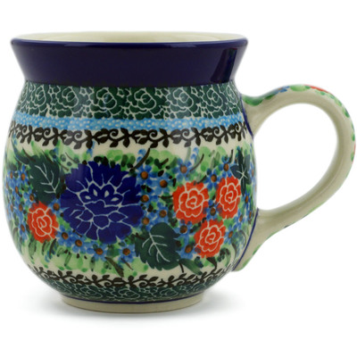 Polish Pottery Bubble Mug 16 oz Garden Trellis UNIKAT