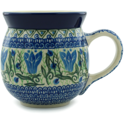 Polish Pottery Bubble Mug 16 oz Gentian Wreath UNIKAT