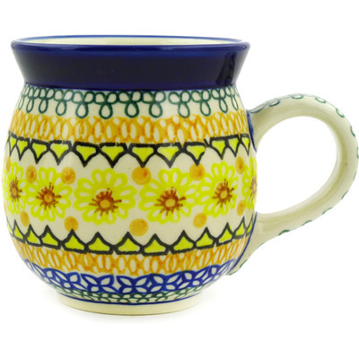 Polish Pottery Bubble Mug 16 oz Geometric Sunflower