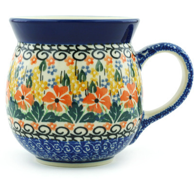 Polish Pottery Bubble Mug 16 oz Golden Daisies UNIKAT