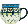 Polish Pottery Bubble Mug 16 oz Green Daisy