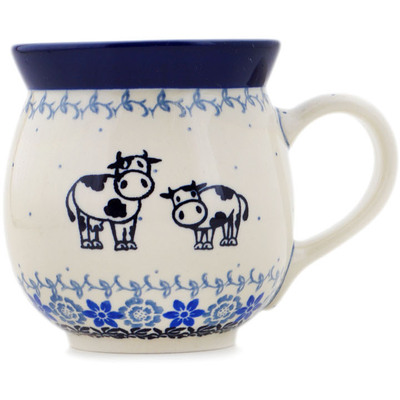 Polish Pottery Bubble Mug 16 oz Happy Cows