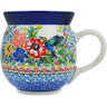Polish Pottery Bubble Mug 16 oz Hummingbird Meadow UNIKAT