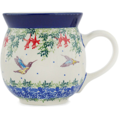 Polish Pottery Bubble Mug 16 oz Hummingbird Oasis