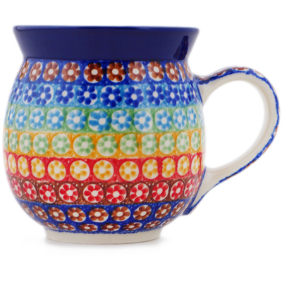 Polish Pottery Bubble Mug 16 oz Kaleidoscopic Rainbow UNIKAT