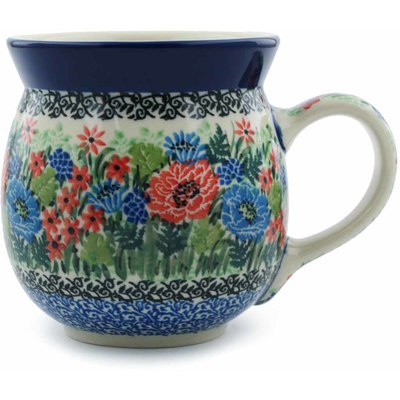 Polish Pottery Bubble Mug 16 oz Kingdom Of Flowers UNIKAT