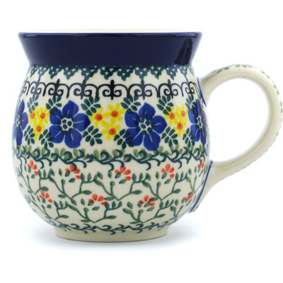 Polish Pottery Bubble Mug 16 oz Lace With Flowers