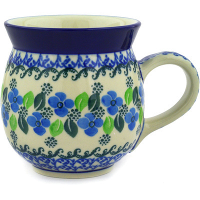 Polish Pottery Bubble Mug 16 oz Lime Flower