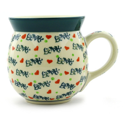 Polish Pottery Bubble Mug 16 oz Love