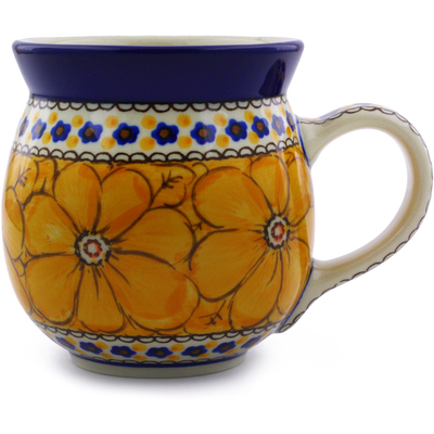 Polish Pottery Bubble Mug 16 oz Marigold Dreams UNIKAT