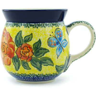 Polish Pottery Bubble Mug 16 oz Matisse Flowers UNIKAT