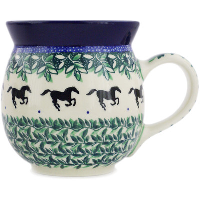 Polish Pottery Bubble Mug 16 oz Mustang Forest