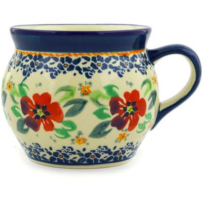 Polish Pottery Bubble Mug 16 oz Nightingale Flower