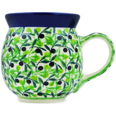 Polish Pottery Bubble Mug 16 oz Olive Grove UNIKAT