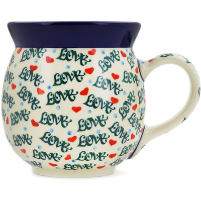 Polish Pottery Bubble Mug 16 oz One Love