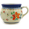 Polish Pottery Bubble Mug 16 oz Orange Clematis