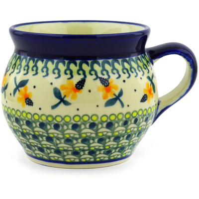 Polish Pottery Bubble Mug 16 oz Orange Forget Me Not