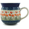 Polish Pottery Bubble Mug 16 oz Peach Spring Daisy