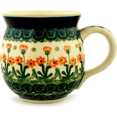Polish Pottery Bubble Mug 16 oz Peach Spring Daisy