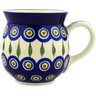 Polish Pottery Bubble Mug 16 oz Peacock Leaves