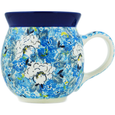 Polish Pottery Bubble Mug 16 oz Peony Heaven UNIKAT