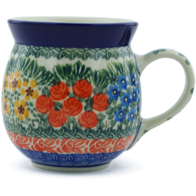 Polish Pottery Bubble Mug 16 oz Perennial Border UNIKAT