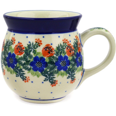 Polish Pottery Bubble Mug 16 oz Polish Wreath