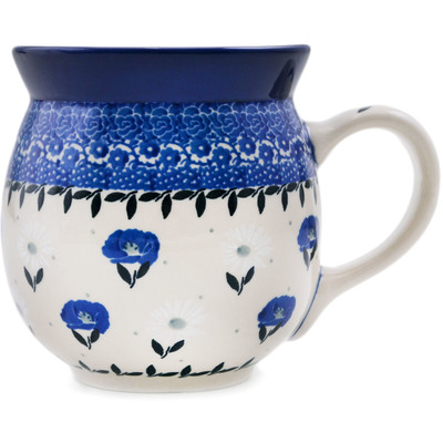 Polish Pottery Bubble Mug 16 oz Poppies In The Snow