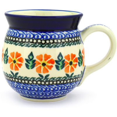 Polish Pottery Bubble Mug 16 oz Poppy Inferno