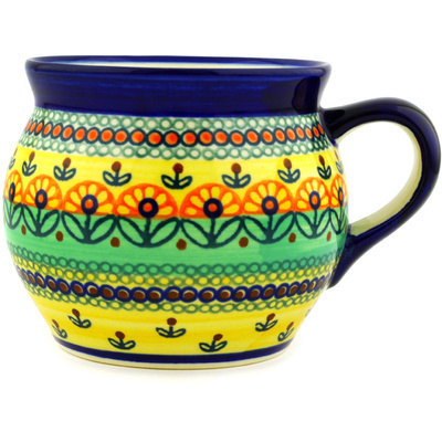 Polish Pottery Bubble Mug 16 oz Prairie Sunrise UNIKAT