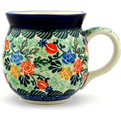 Polish Pottery Bubble Mug 16 oz Prim Rose UNIKAT