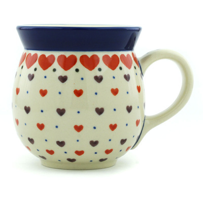 Polish Pottery Bubble Mug 16 oz Red Hearts Delight