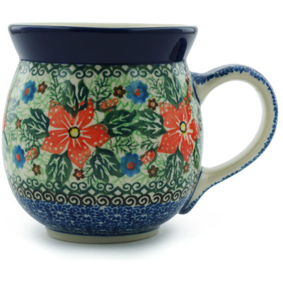 Polish Pottery Bubble Mug 16 oz Red Jackmanii UNIKAT