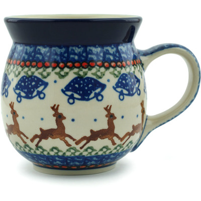 Polish Pottery Bubble Mug 16 oz Reindeer Ring UNIKAT