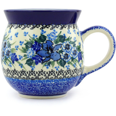 Polish Pottery Bubble Mug 16 oz Rhapsody In Blue UNIKAT