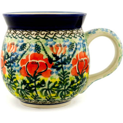 Polish Pottery Bubble Mug 16 oz Roses Are Red UNIKAT