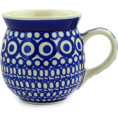 Polish Pottery Bubble Mug 16 oz Royal Peacock Eyes