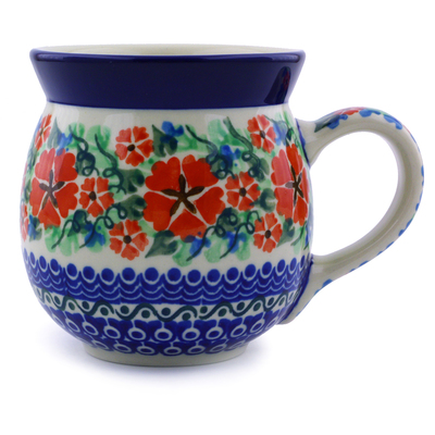 Polish Pottery Bubble Mug 16 oz Sand Dollar Flowers UNIKAT