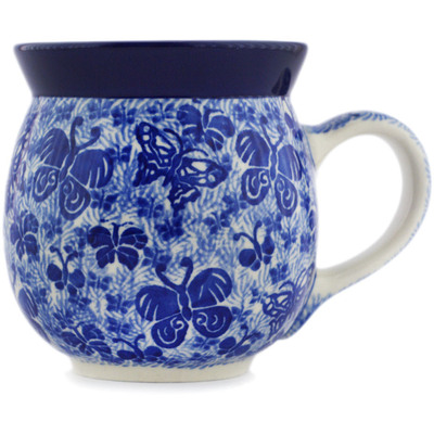 Polish Pottery Bubble Mug 16 oz Sapphire Butterfly