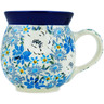 Polish Pottery Bubble Mug 16 oz Secret Blue Garden UNIKAT