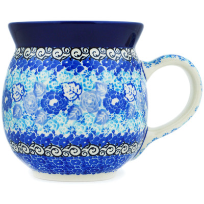 Polish Pottery Bubble Mug 16 oz Shades Of Blue UNIKAT