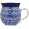 Polish Pottery Bubble Mug 16 oz Slate Blue Dots UNIKAT