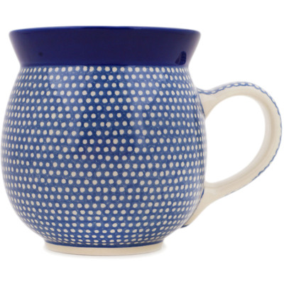 Polish Pottery Bubble Mug 16 oz Slate Blue Dots UNIKAT