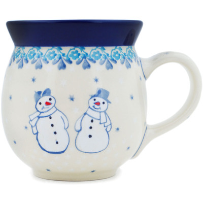 Polish Pottery Bubble Mug 16 oz Snow Couple