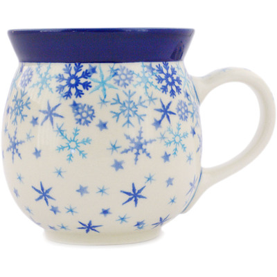 Polish Pottery Bubble Mug 16 oz Snowy Scene