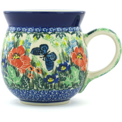 Polish Pottery Bubble Mug 16 oz Spring Floral Garland UNIKAT