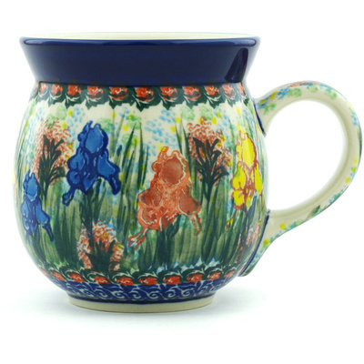 Polish Pottery Bubble Mug 16 oz Spring Iris UNIKAT