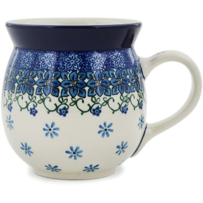 Polish Pottery Bubble Mug 16 oz Tiny Blue Forget-me-not